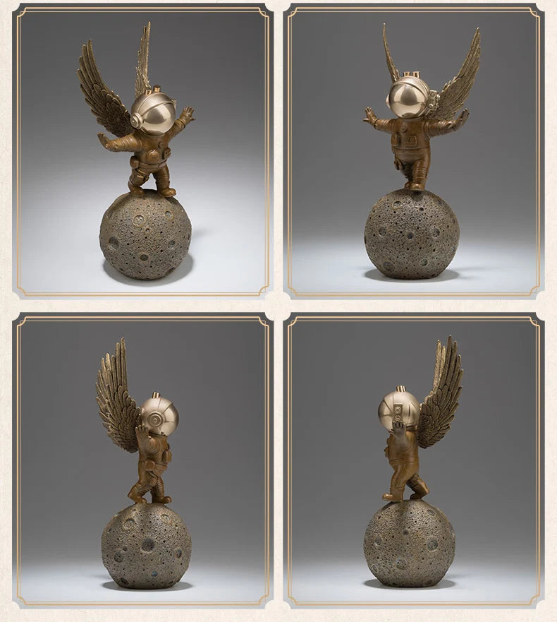 TOP COOL High grade bronze carving Dreaming Of Space space flight Scientific exploration ART home office TOP Decorative art A03