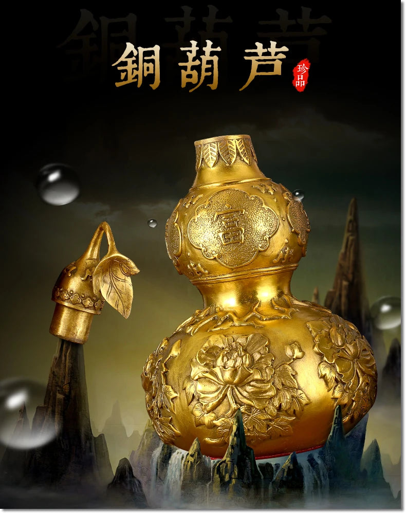 TOP COOL LARGE-Business Money Drawing Talisman House Protection -Home office Golden FENG SHUI ZHEN ZHAI Copper HU LU statue