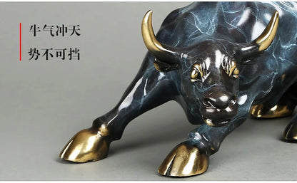 TOP COOL Lucky cattle home Business equity market Wall Street cattle Money Drawing FENG SHUI Charging Bull bronze Statue
