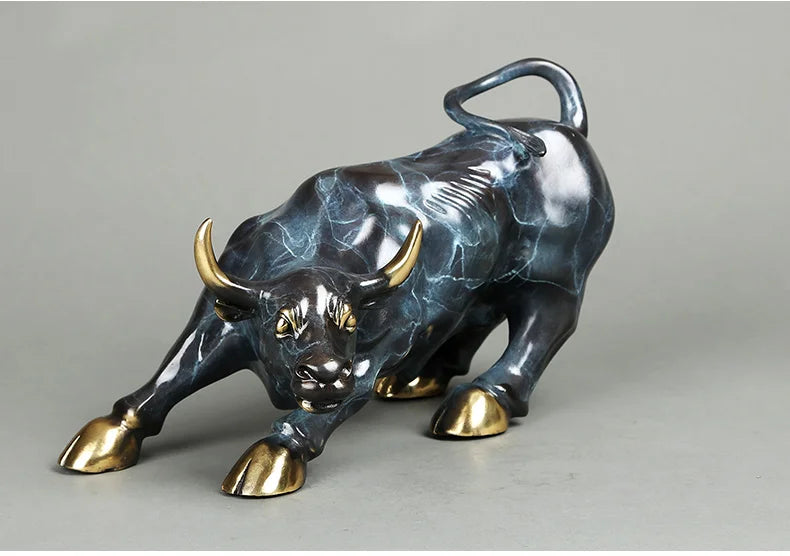TOP COOL Lucky cattle home Business equity market Wall Street cattle Money Drawing FENG SHUI Charging Bull bronze Statue