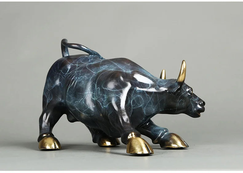 TOP COOL Lucky cattle home Business equity market Wall Street cattle Money Drawing FENG SHUI Charging Bull bronze Statue
