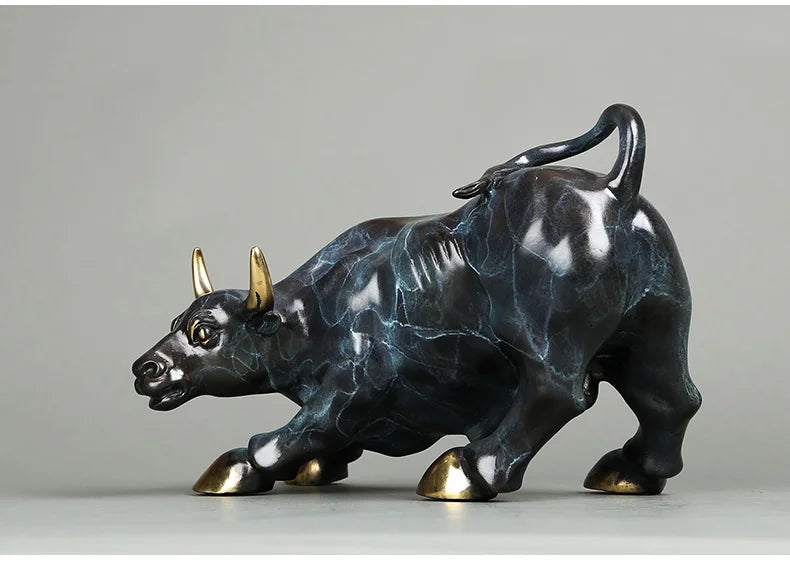 TOP COOL Lucky cattle home Business equity market Wall Street cattle Money Drawing FENG SHUI Charging Bull bronze Statue