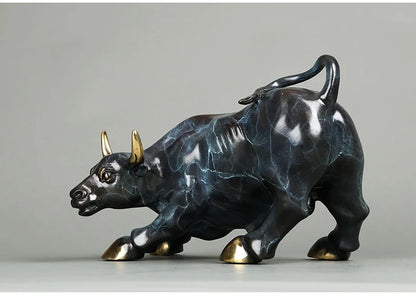 TOP COOL Lucky cattle home Business equity market Wall Street cattle Money Drawing FENG SHUI Charging Bull bronze Statue