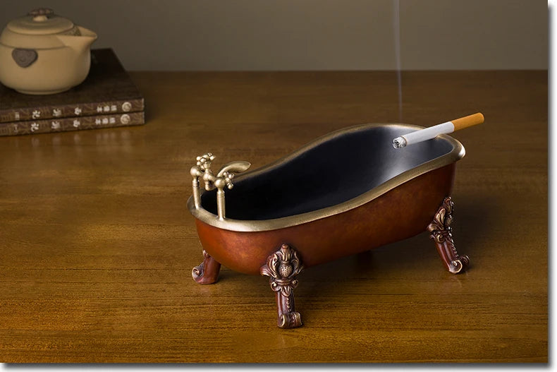 TOP COOL MEN MALE gift present # Limited Edition handmade ART color brass Bathtub Ashtray Sculpture home office Bar Ornament ART