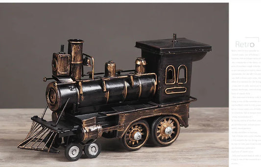 TOP COOL ROCK Vintage handcraft Retro iron Steam locomotive Train model -HOME office  RETRO Decor art statue  29CM