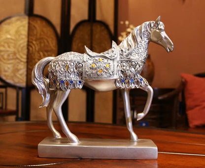 TOP COOL business GIFT -HOME office TOP decoration ART efficacious Mascot silver Success mascot horse FENG SHUI Sculpture