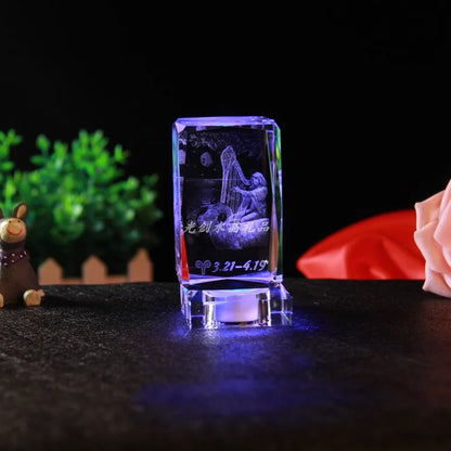 TOP COOL friend business birthday present gift - 12 constellations 3D crystal sculpture art statue bring Good luck talisman