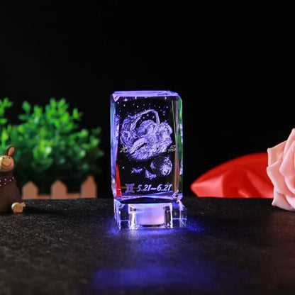 TOP COOL friend business birthday present gift - 12 constellations 3D crystal sculpture art statue bring Good luck talisman