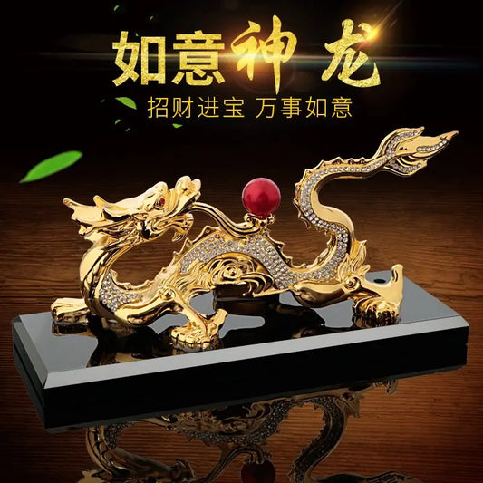 TOP COOL gift HOME CAR  efficacious talisman thriving business money good luck bless safety GOLD Dragon FENG SHUI statue