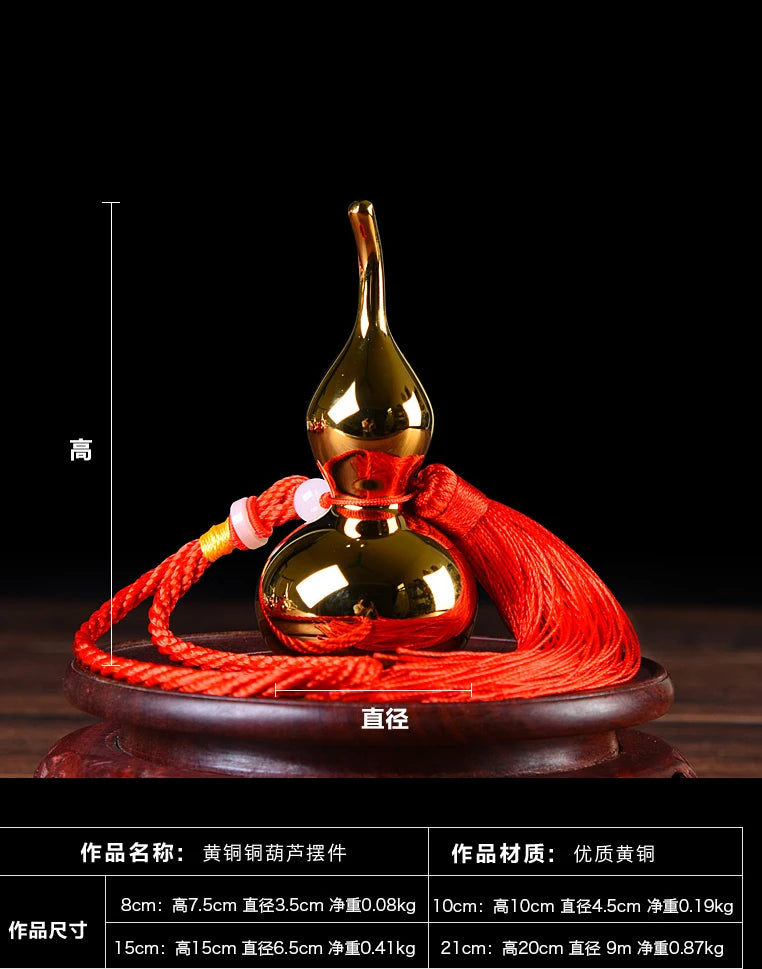 TOP COOL gift Pocket home mascot  fortune Mascot Money Drawing FENG SHUI lucky gilding copper cucurbit gourd statue