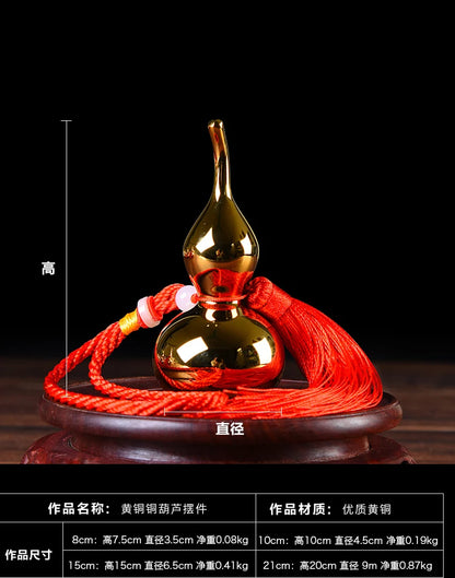 TOP COOL gift Pocket home mascot  fortune Mascot Money Drawing FENG SHUI lucky gilding copper cucurbit gourd statue