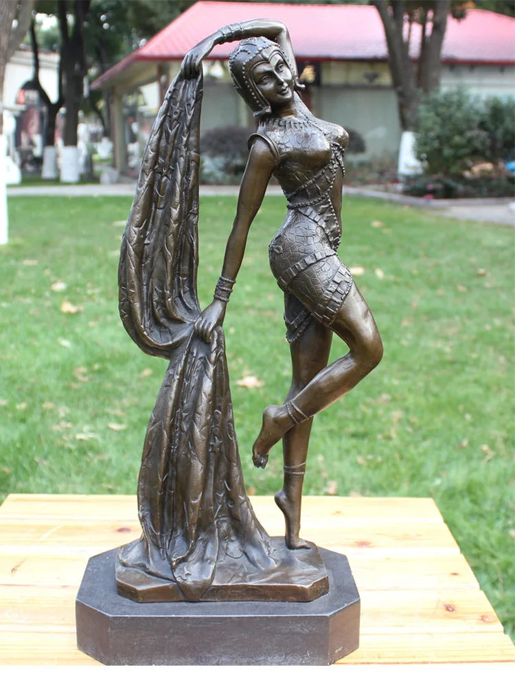 TOP COOL home lobby bar decorative art Indian dancer Girl bronze Sculpture art statue  43CM