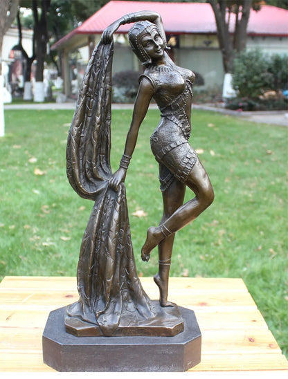 TOP COOL home lobby bar decorative art Indian dancer Girl bronze Sculpture art statue  43CM