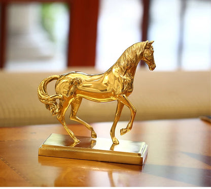 TOP COOL # office home Business  FENG SHUI Talisman Protection Success Gold-plated HORSE Sculpture ART statue