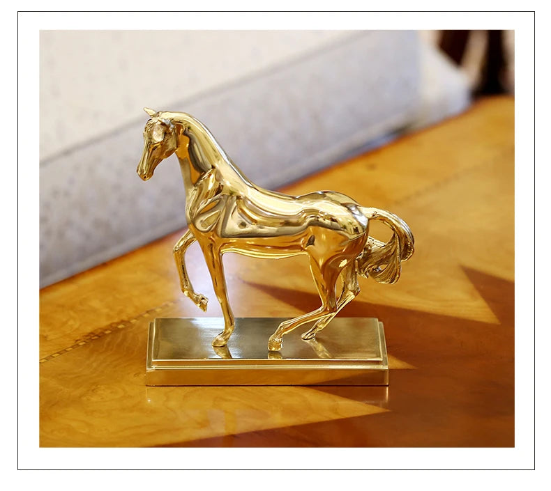 TOP COOL # office home Business  FENG SHUI Talisman Protection Success Gold-plated HORSE Sculpture ART statue