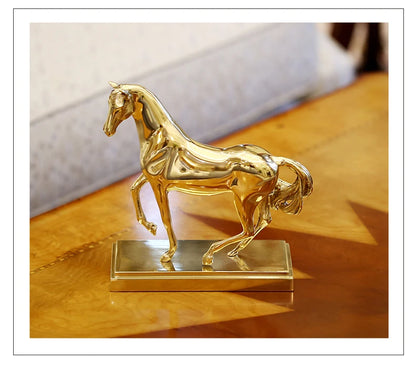 TOP COOL # office home Business  FENG SHUI Talisman Protection Success Gold-plated HORSE Sculpture ART statue