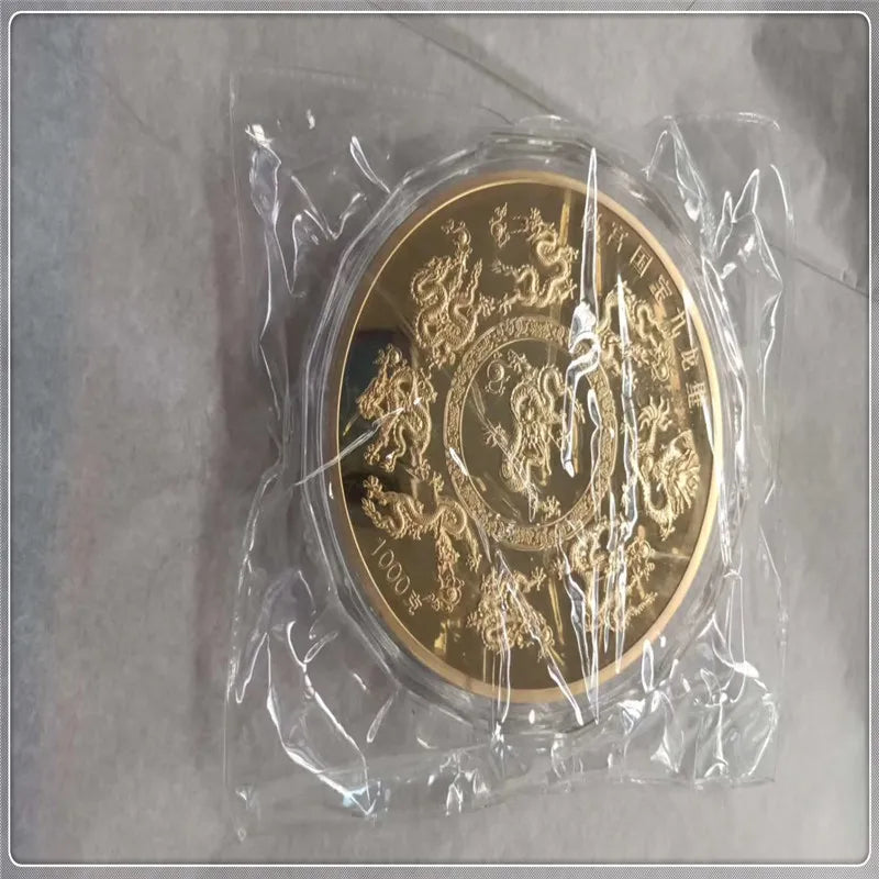 TOP Collection Business gift 1KG China Royal the Imperial Palace Auspicious Kowloon 9 dragons Good luck Commemorative Medal