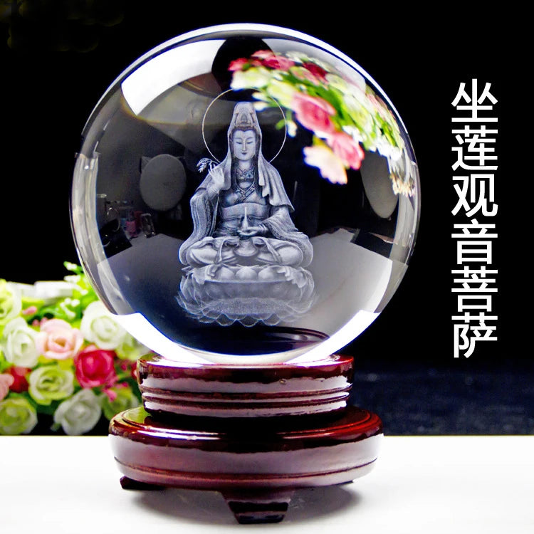 TOP GOOD  2 pieces Talisman-Guanyin Buddha Money Drawing Martial god of wealth guan gong FENG SHUI Figurine 3D Crystal statue