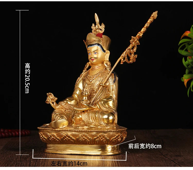 TOP GOOD 2109  efficacious Protection # 8 inch Buddhism gilding Padmasambhava Guru Rinpoche Buddha brass statue