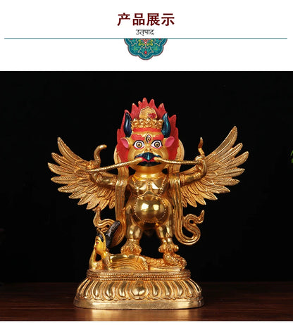 TOP GOOD 22 CM Large # HOME House Talisman # Buddhism gilding brass Garuda Dharma suparna Buddha statue