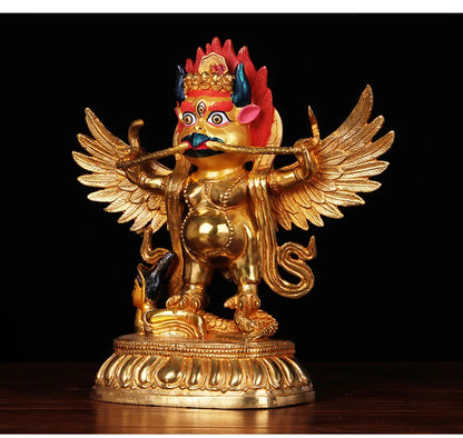 TOP GOOD 22 CM Large # HOME House Talisman # Buddhism gilding brass Garuda Dharma suparna Buddha statue