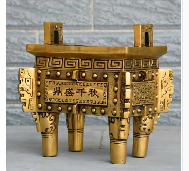 TOP GOOD 24CM Large - HOME Company shop  fortune Mascot Money Drawing FENG SHUI lucky gilding bronze tripod censer statue