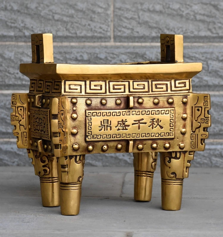 TOP GOOD 24CM Large - HOME Company shop  fortune Mascot Money Drawing FENG SHUI lucky gilding bronze tripod censer statue