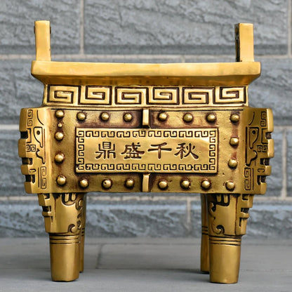 TOP GOOD 24CM Large - HOME Company shop  fortune Mascot Money Drawing FENG SHUI lucky gilding bronze tripod censer statue