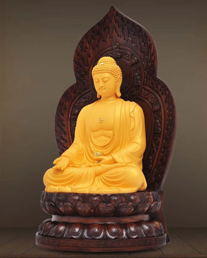 TOP GOOD 30CM large # Greco-Buddhist HOME OFFICE  Protection # Southeast Asia GOLDEN Lotus Amitabha Buddha statue- good