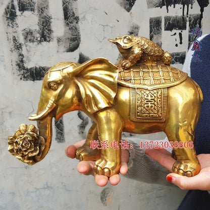 TOP GOOD 30CM large #Office home #  Money Drawing Fortune to ward off bad luck divine Talisman Thailand Elephant Brass statue