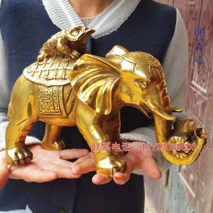 TOP GOOD 30CM large #Office home #  Money Drawing Fortune to ward off bad luck divine Talisman Thailand Elephant Brass statue