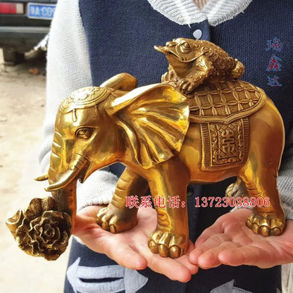 TOP GOOD 30CM large #Office home #  Money Drawing Fortune to ward off bad luck divine Talisman Thailand Elephant Brass statue