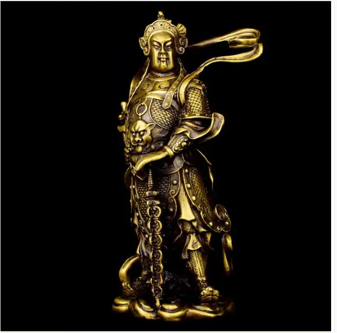 TOP GOOD A pair CAI SHEN -Bring in wealth GOOD LUCK HOME office TOP Money Drawing  Mascot # Mammon FENG SHUI Brass statue