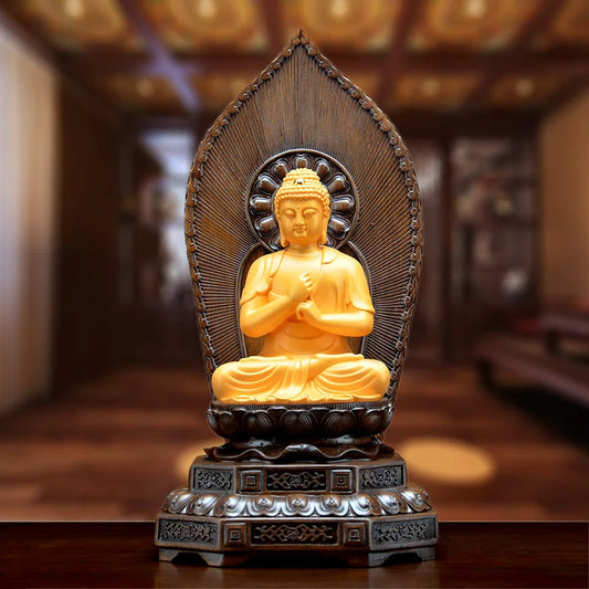 TOP GOOD BUDDHA # Greco-Buddhist HOME OFFICE Protection # Southeast Asia GOLDEN RU LAI Buddha statue- 34CM large