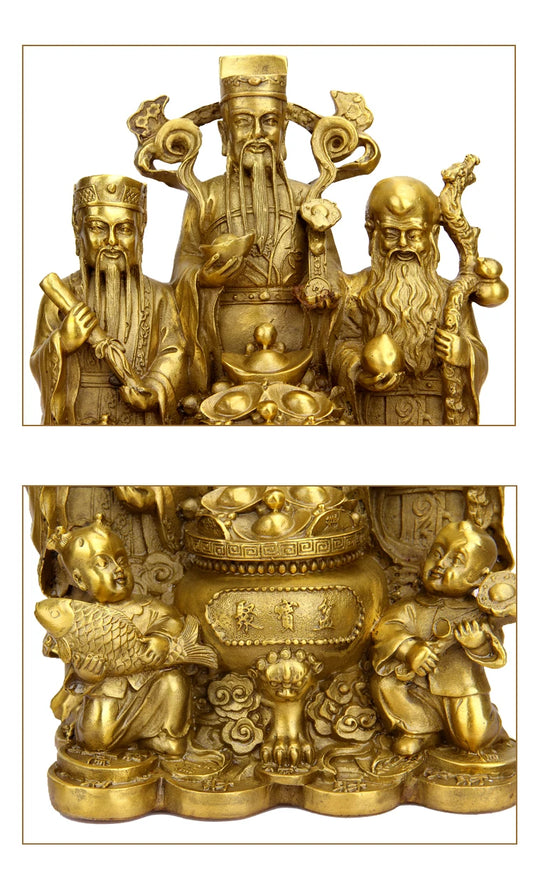 TOP GOOD Bring in wealth HOME office TOP Money Drawing  Mascot # FU-LU-SHOU treasure Cornucopia FENG SHUI Brass statue