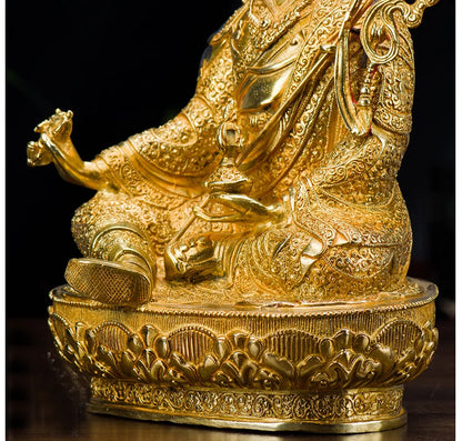 TOP GOOD Buddha HOME Greco-Buddhist  Protection # Tibetan Buddhism Lotus Sakyamuni Buddha Gilding statue