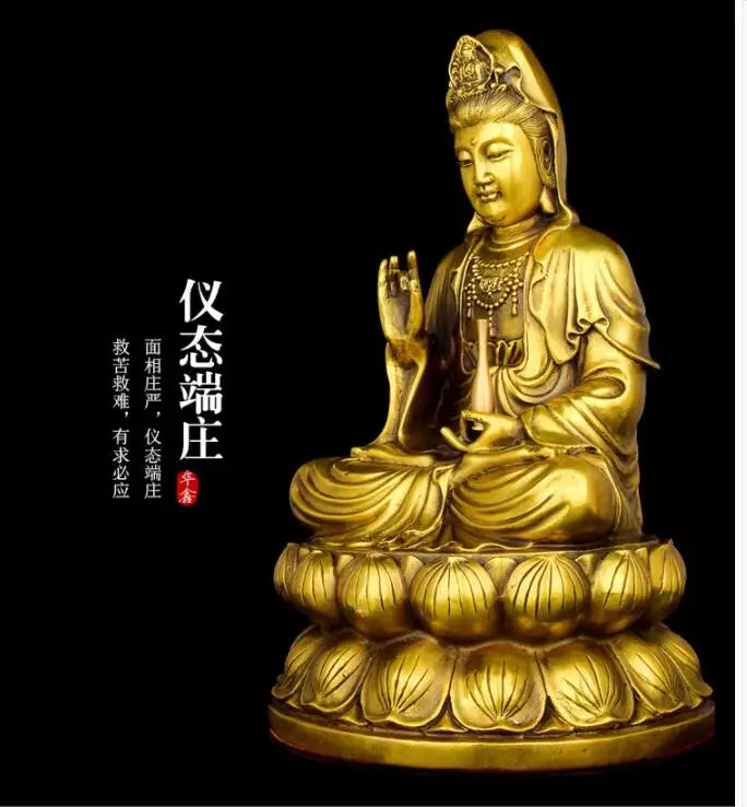 TOP GOOD Buddha figure HOME hall TOP  Protection Buddhism copper Guanyin Avalokitesvara buddha figure statue 28 cm