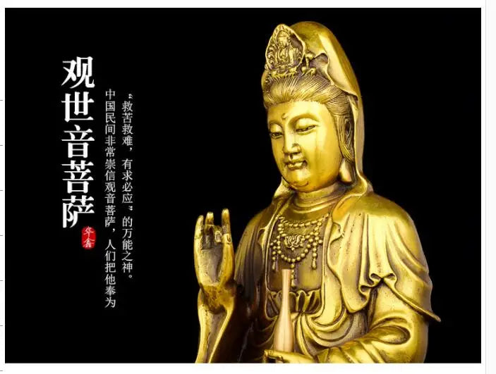 TOP GOOD Buddha figure HOME hall TOP  Protection Buddhism copper Guanyin Avalokitesvara buddha figure statue 28 cm