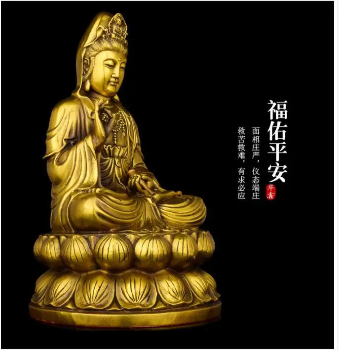 TOP GOOD Buddha figure HOME hall TOP  Protection Buddhism copper Guanyin Avalokitesvara buddha figure statue 28 cm