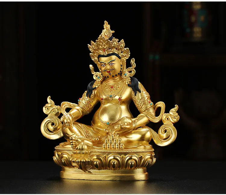 TOP GOOD Buddhism Greco-Buddhist efficacious Omnipotent God Gold-plated Yellow Jambhala fortune Mammon God Buddha brass statue
