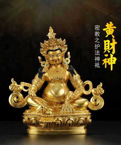 TOP GOOD Buddhism Greco-Buddhist efficacious Omnipotent God Gold-plated Yellow Jambhala fortune Mammon God Buddha brass statue
