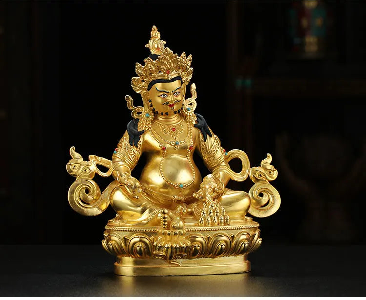 TOP GOOD Buddhism Greco-Buddhist efficacious Omnipotent God Gold-plated Yellow Jambhala fortune Mammon God Buddha brass statue