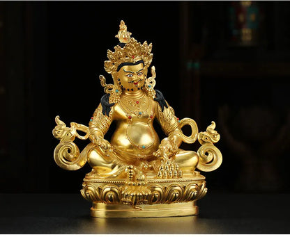 TOP GOOD Buddhism Greco-Buddhist efficacious Omnipotent God Gold-plated Yellow Jambhala fortune Mammon God Buddha brass statue