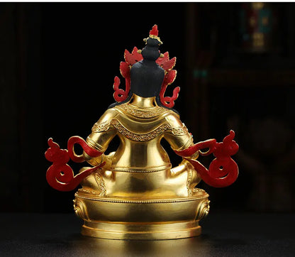 TOP GOOD Buddhism Greco-Buddhist efficacious Omnipotent God Gold-plated Yellow Jambhala fortune Mammon God Buddha brass statue
