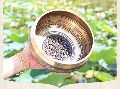 TOP GOOD  Buddhist articles # Practice of Tantric ritual # Tibetan Nepal Jin Gangchu practice Buddhism brass sound bowl -14.5CM