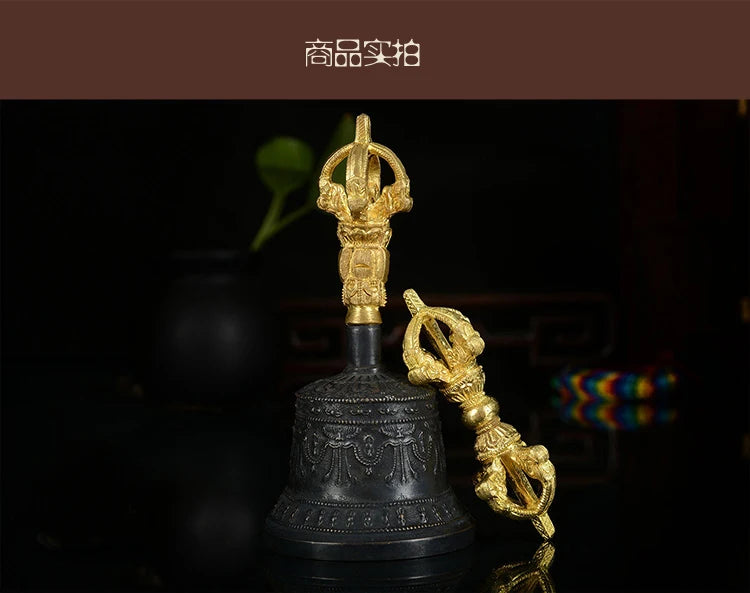 TOP GOOD  Buddhist articles Wholesale #HOME office  rite Vajra # Tibetan Buddhism ceremonies Jin Gangchu vajra bell statue