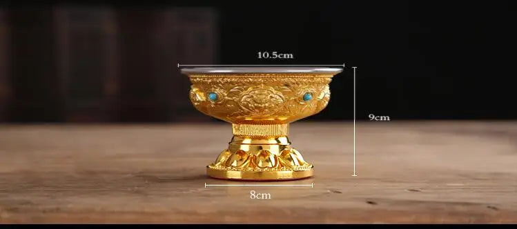 TOP GOOD Buddhist articles-efficacious HOME family Protection Talisman- 8 auspicious GOLD holder Holy water cup