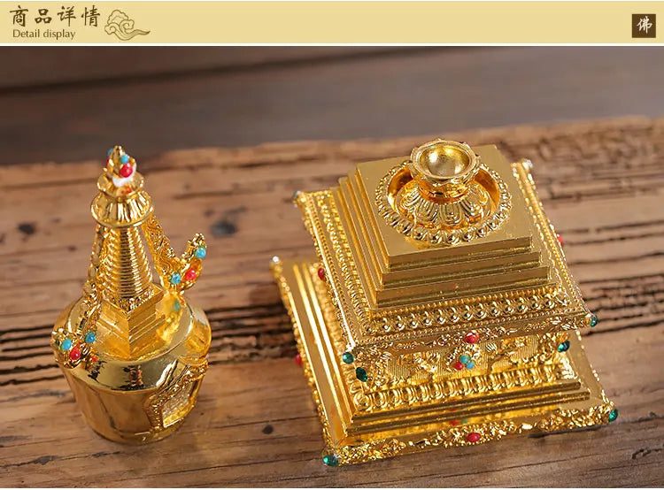 TOP GOOD Buddhist articles-efficacious HOME family Protection Talisman- 8 auspicious GOLD holder Holy water cup