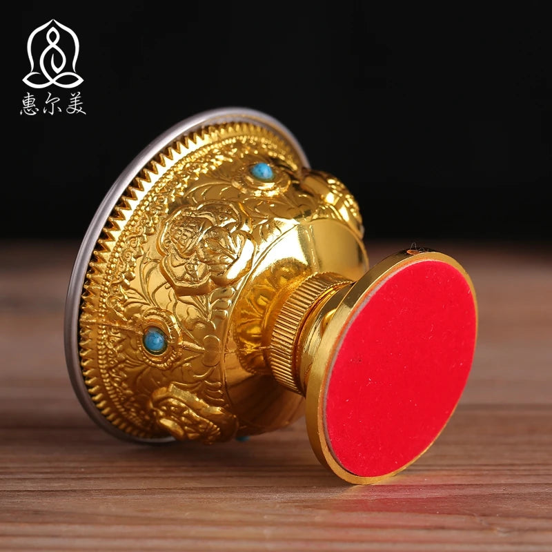 TOP GOOD Buddhist articles-efficacious HOME family Protection Talisman- 8 auspicious GOLD holder Holy water cup