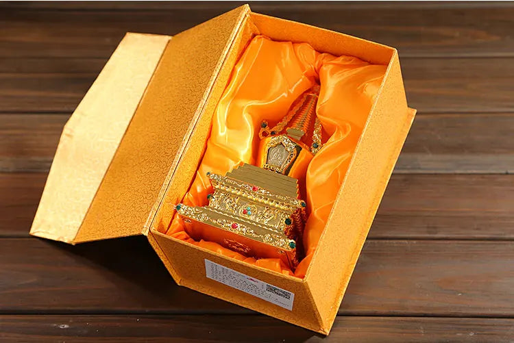 TOP GOOD Buddhist articles-efficacious HOME family Protection Talisman- 8 auspicious GOLD holder Holy water cup